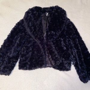 Black fur cropped jacket